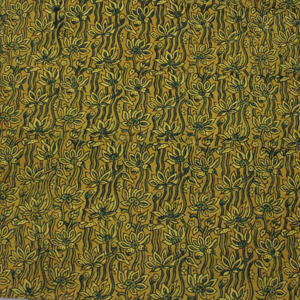 Mustard Cotton Hand Block Print Cloth Material/Fabric