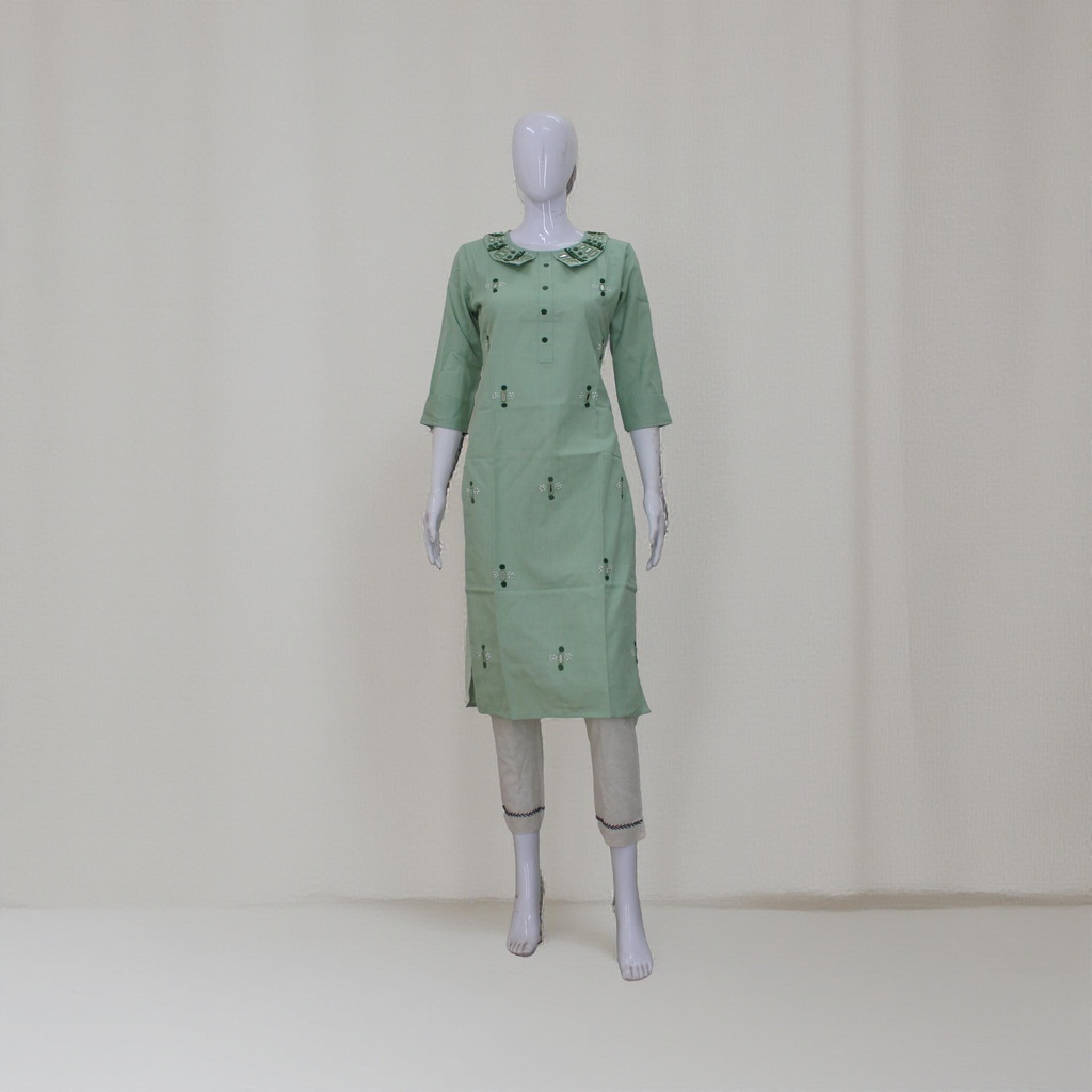 Cotton Hand Embroidered Mirror Work Kurti