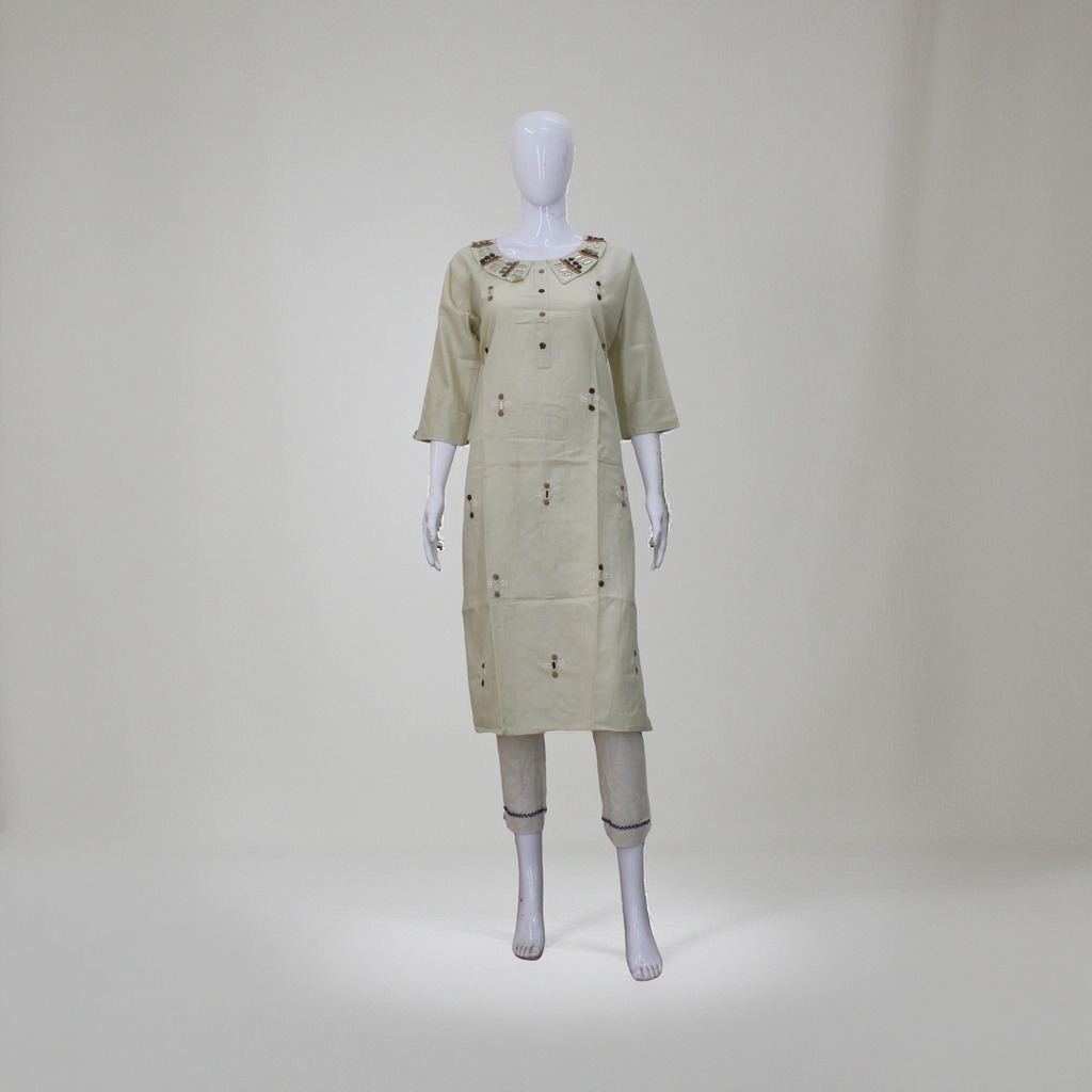 Cotton Hand Embroidered Mirror Work Kurti