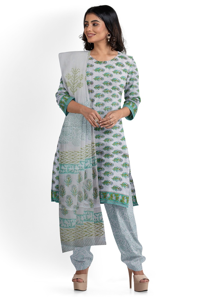 Hand Block Print Cotton Dress Material / Salwar Suit