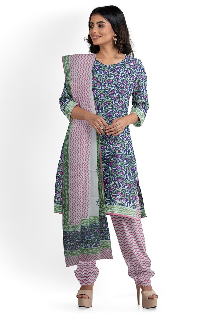 Hand Block Print Cotton Dress Material / Salwar Suit