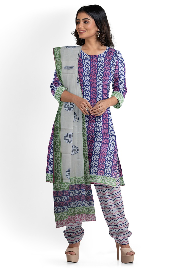 Hand Block Print Cotton Dress Material / Salwar Suit