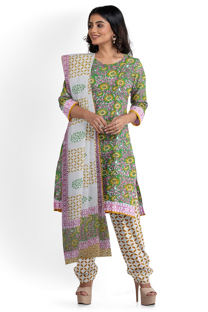 Hand Block Print Cotton Dress Material / Salwar Suit