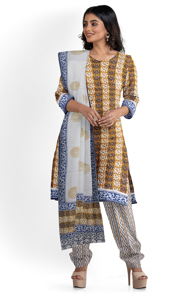 Hand Block Print Cotton Dress Material / Salwar Suit