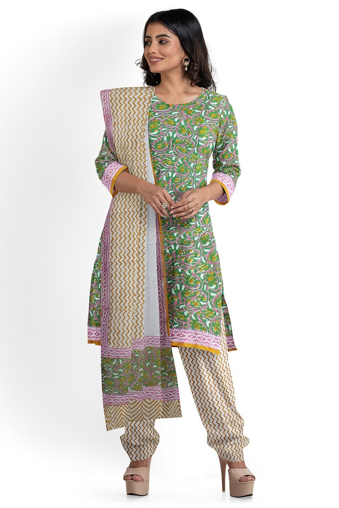 Hand Block Print Cotton Dress Material / Salwar Suit