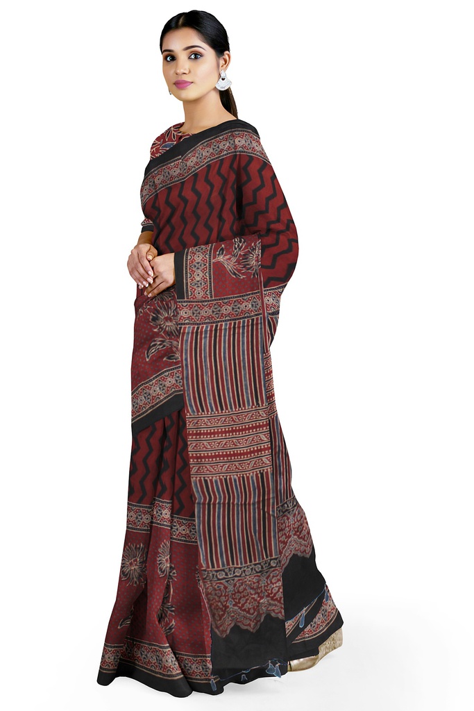 Hand Block Print Modal Silk Saree