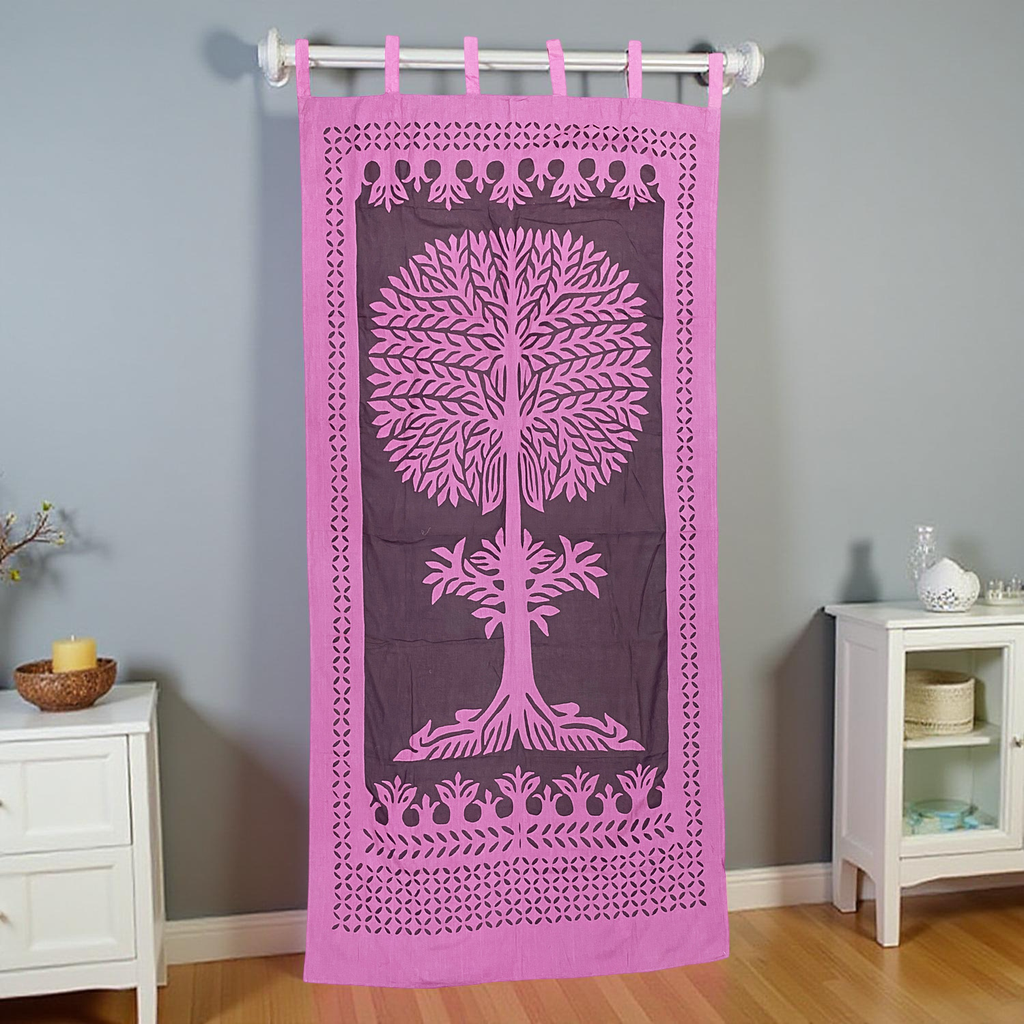 Hand Stitched Cotton Applique Work Curtain