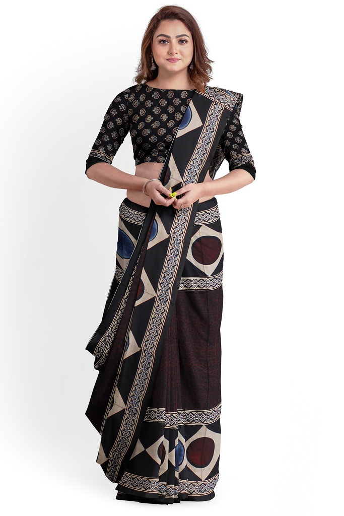 Hand Block Print Modal Silk Saree