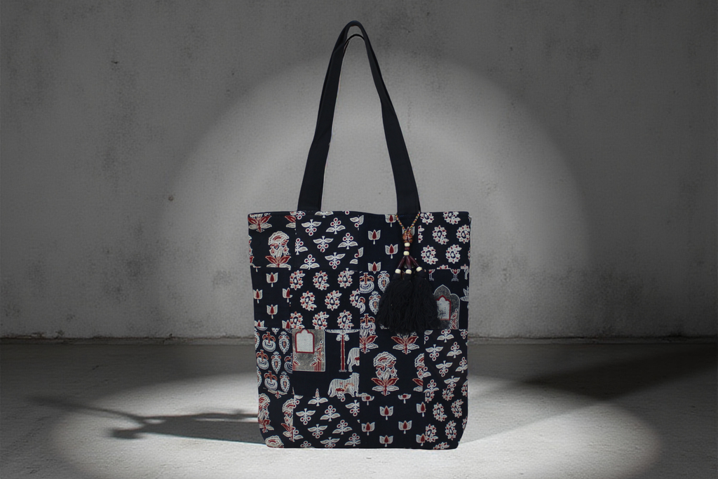 Handcrafted Ajrakh Patchwork Tote Bag