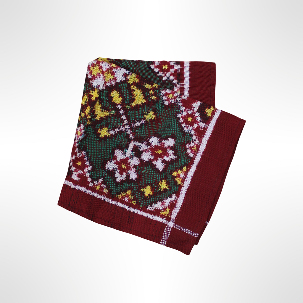 Handloom Double Ikat Patola Pocket Square