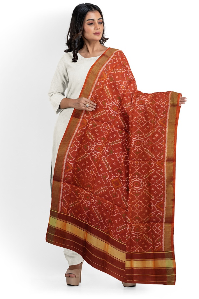 Handloom Single Ikat Patola Silk Dupatta