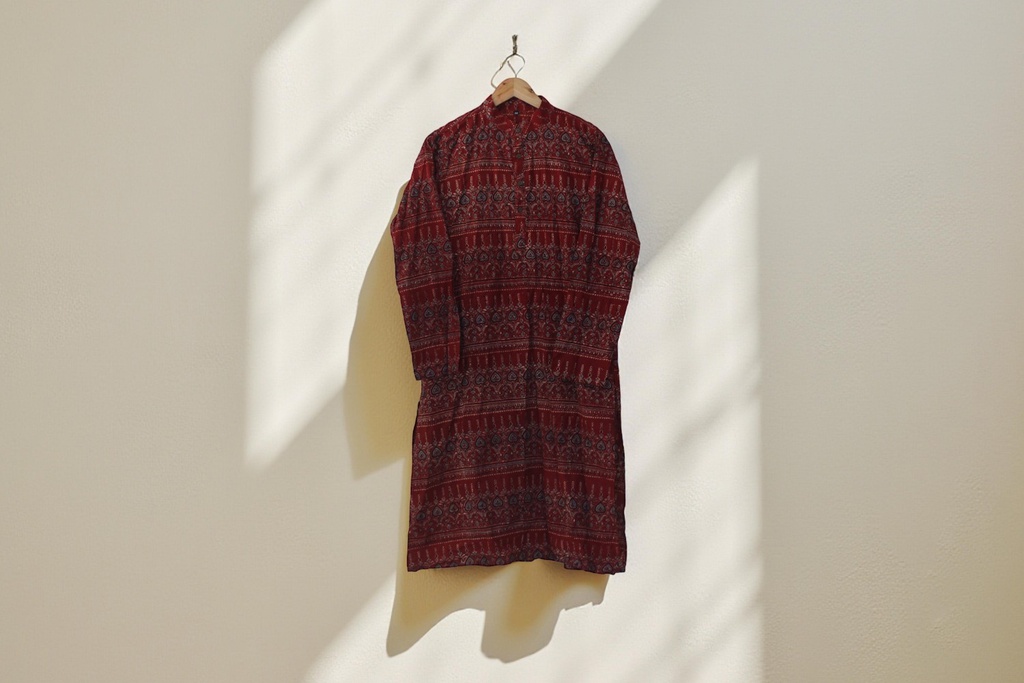 Men's Ajrakh Hand Block Print Cotton Kurta
