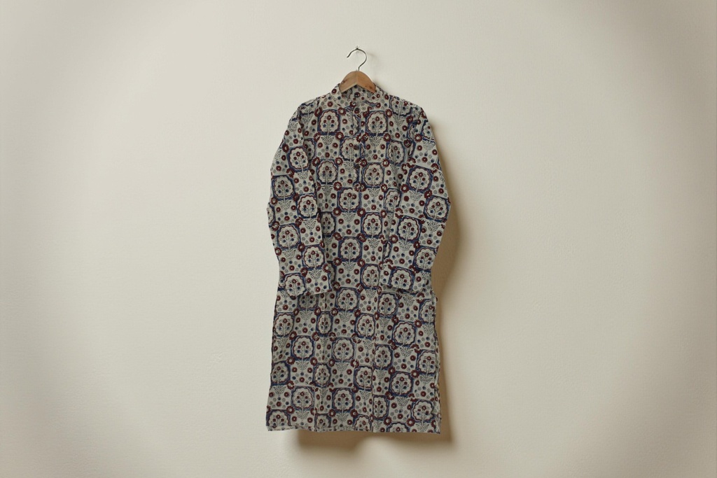 Men's Ajrakh Hand Block Print Cotton Kurta