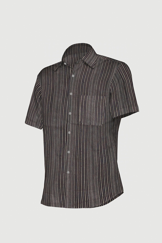 Men’s Short-Sleeve Striped Casual Shirt
