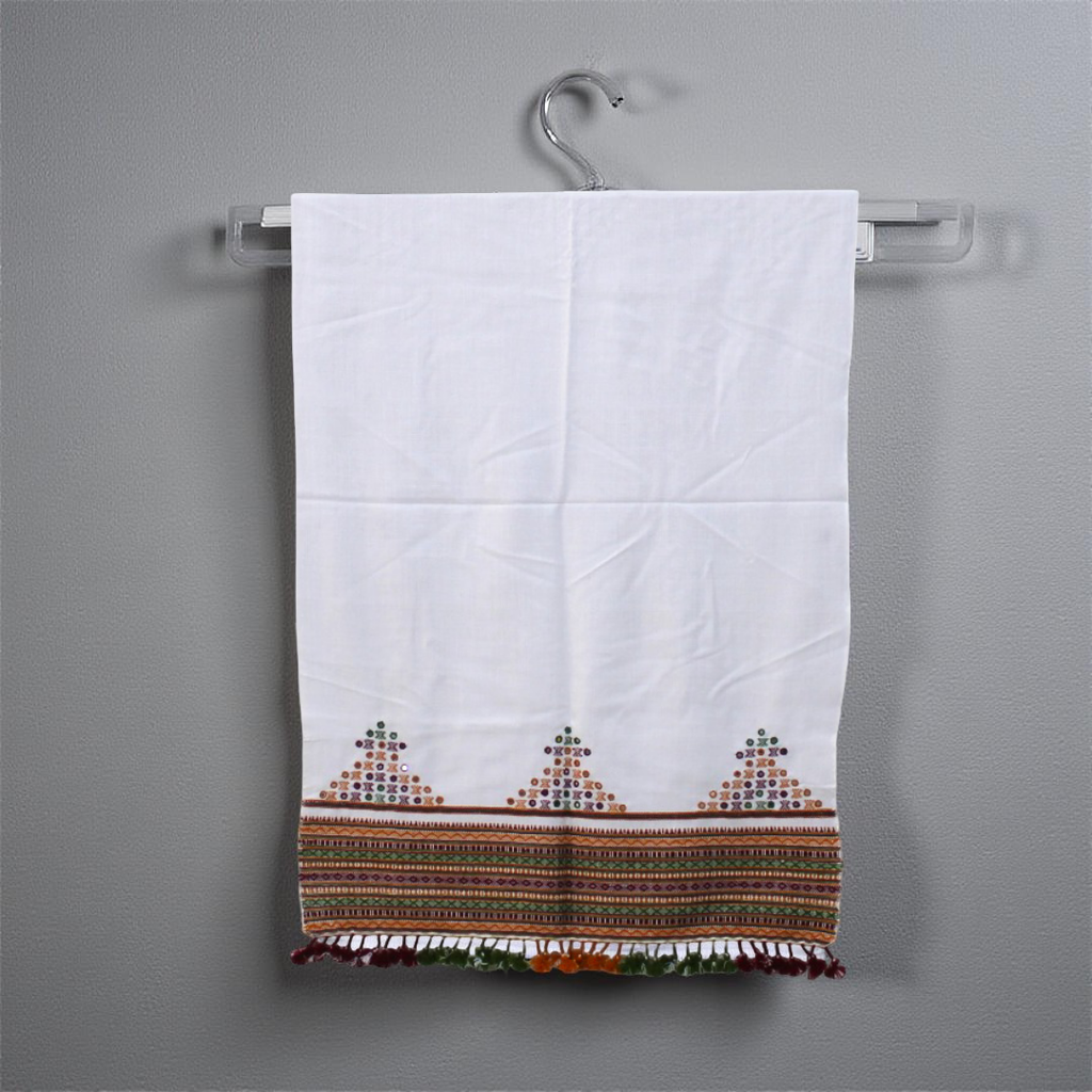 Handwoven Embroidered Mirror Woolen Work Stole