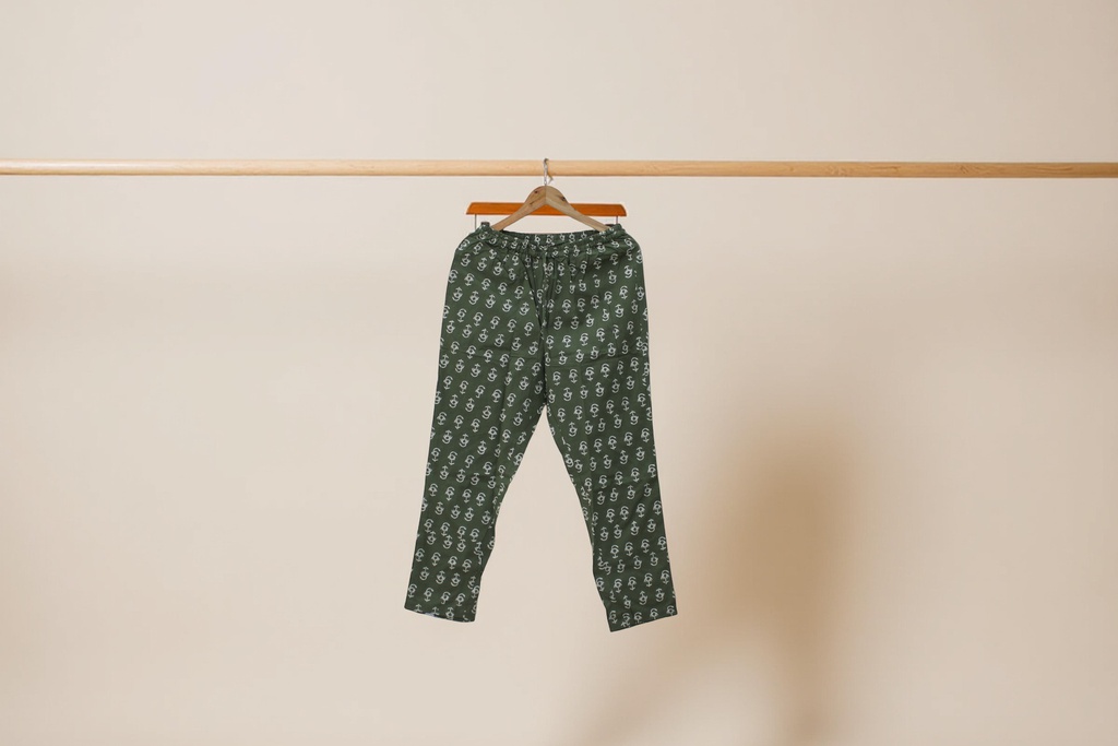 Elegant Cotton Block-Print Comfort Pants / Trouser