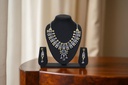 Handcrafted Oxidized German Silver Kundan Necklace Set with Earrings