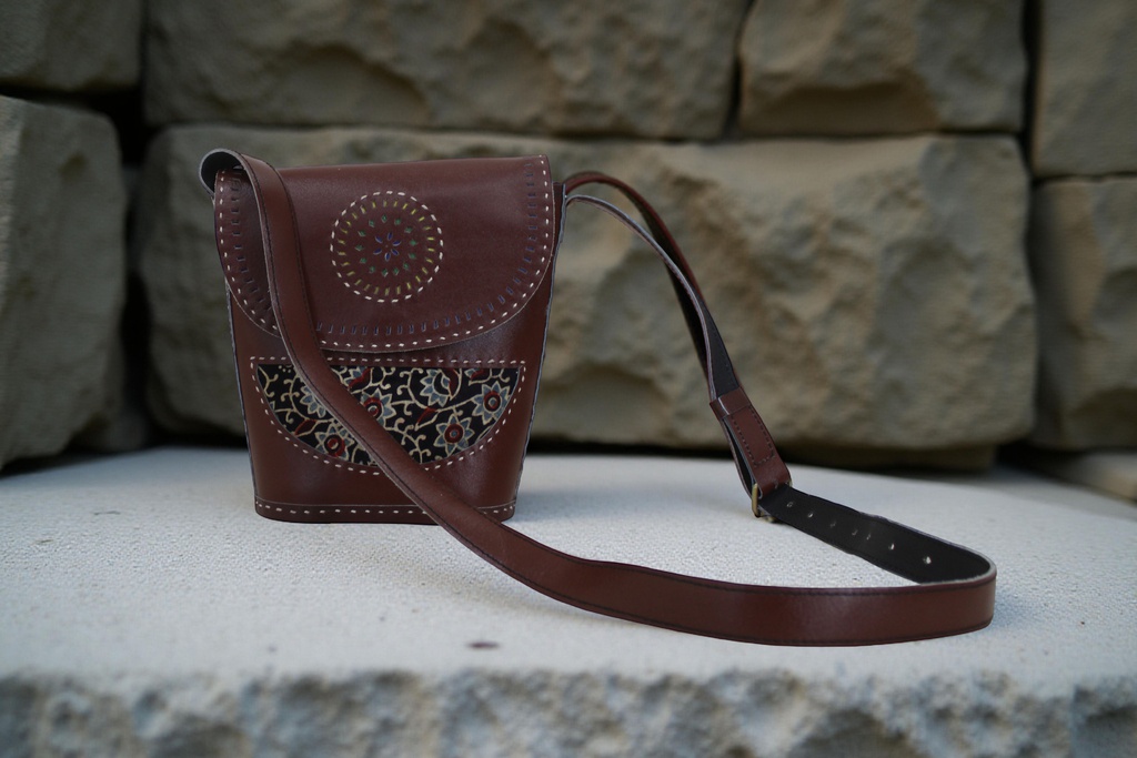 Handcrafted Kutchi Leather Balti Sling Bag