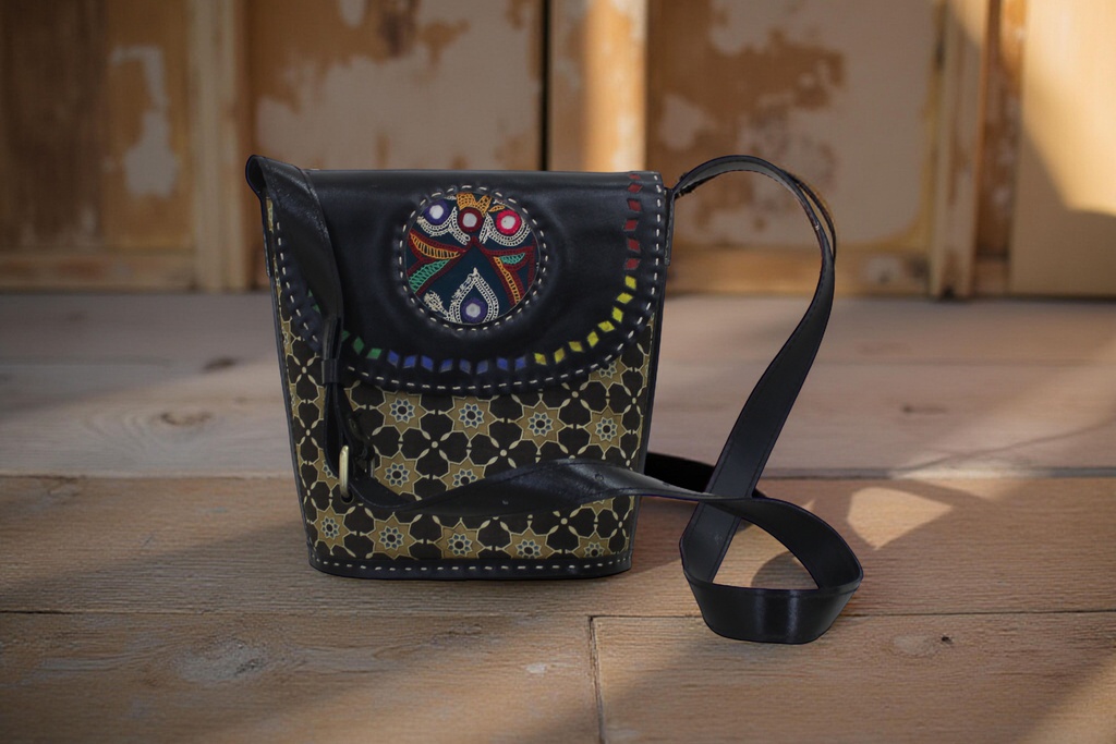 Handcrafted Kutchi Leather Balti Sling Bag