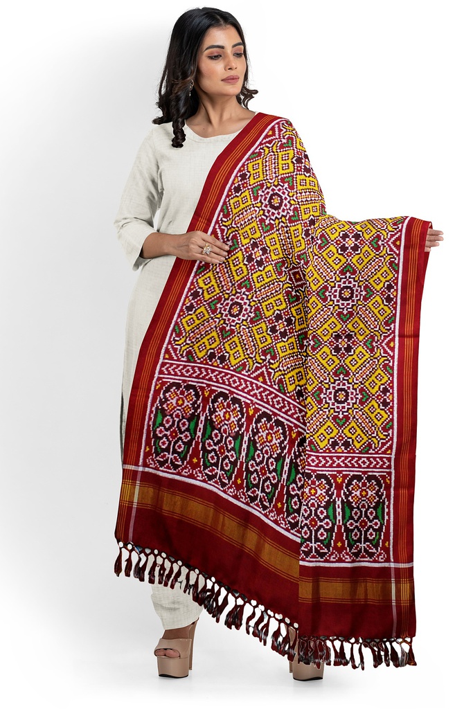 Handloom Double Ikat Patola Silk Dupatta