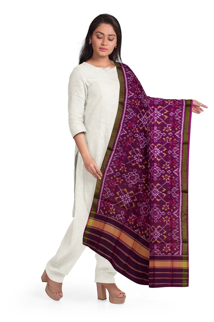 Handloom Single Ikat Patola Silk Dupatta
