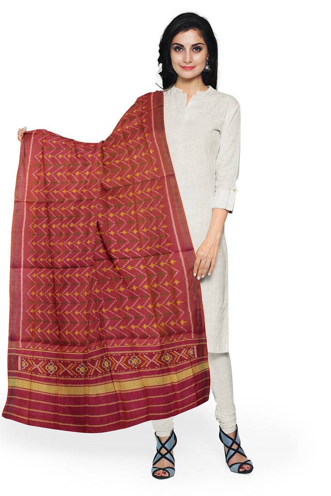 Handloom Single Ikat Patola Silk Dupatta
