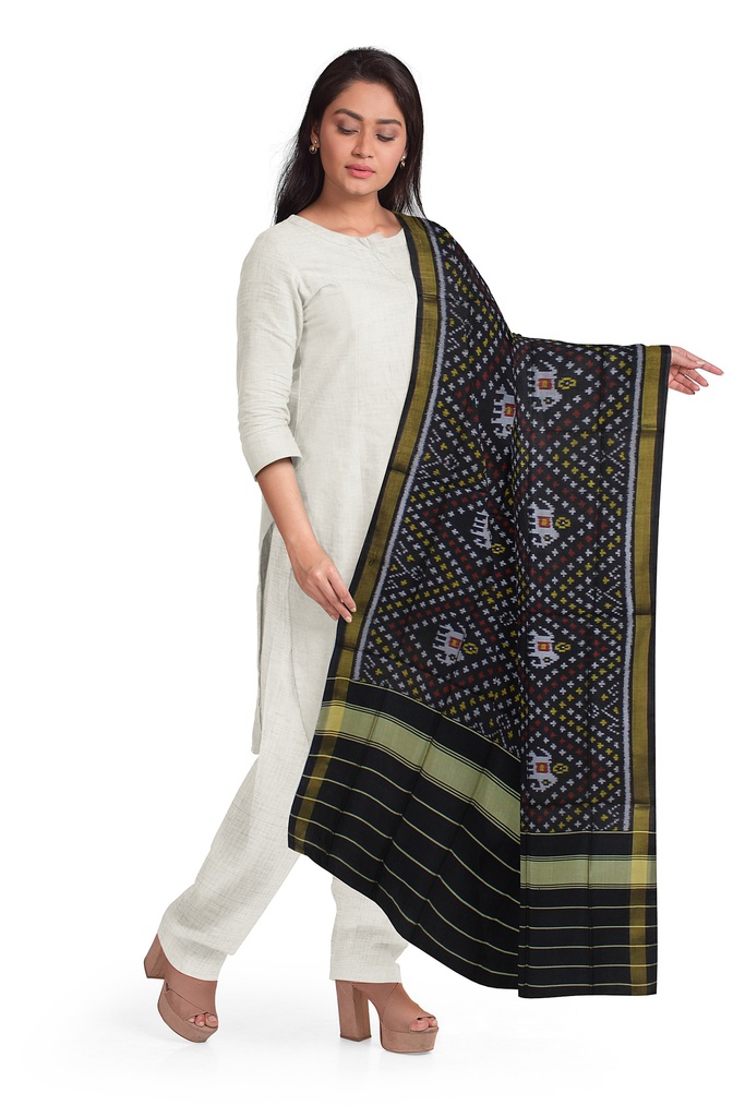 Handloom Single Ikat Patola Silk Dupatta
