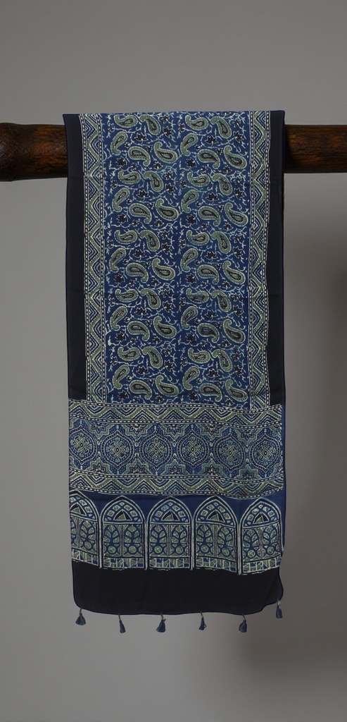 Hand Block Print Modal Silk Stole