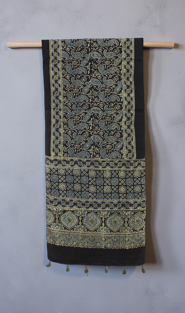 Hand Block Print Modal Silk Stole