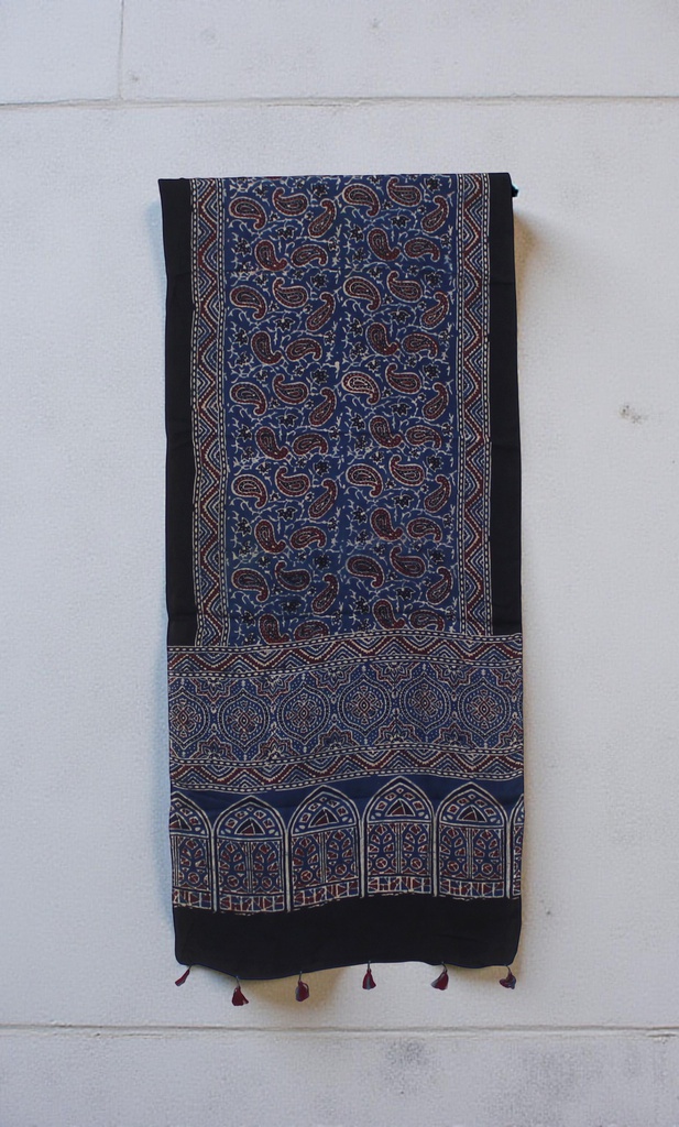 Hand Block Print Modal Silk Stole