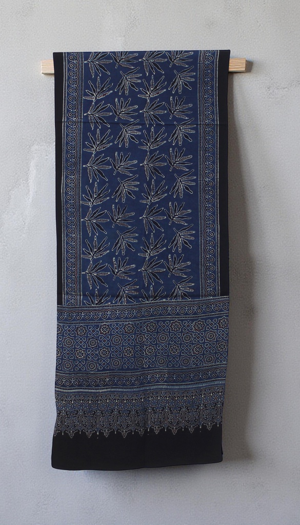 Ajrakh Hand Block Print Mashru Stole