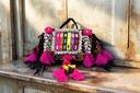 Handcrafted Banjara Boho Embroidered Shell &amp; Tassel Sling Bag