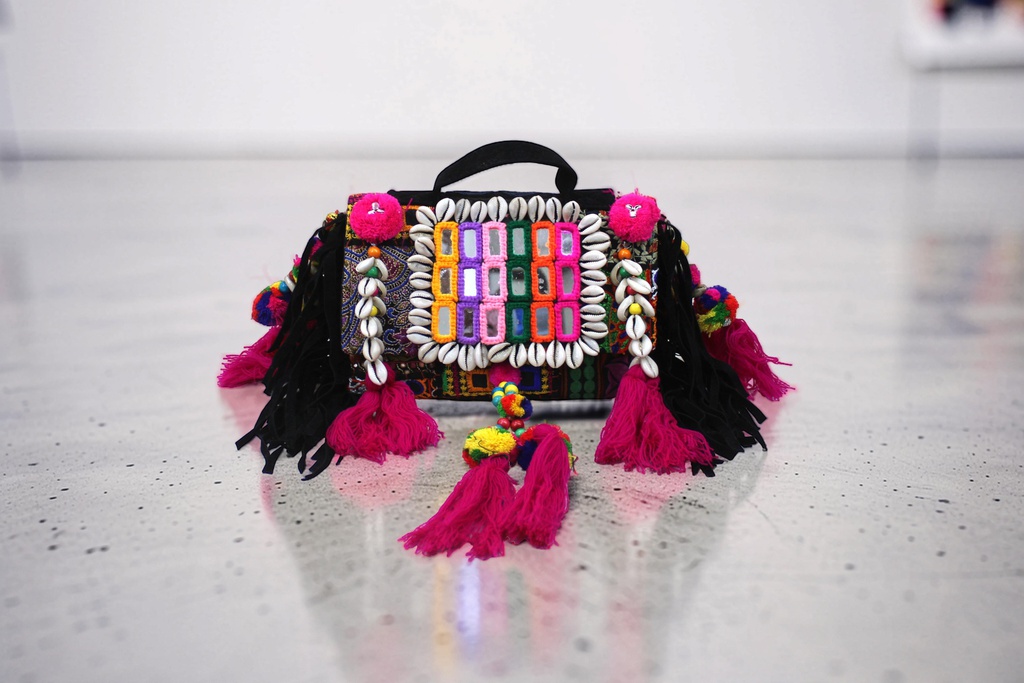Handcrafted Banjara Boho Embroidered Shell &amp; Tassel Sling Bag
