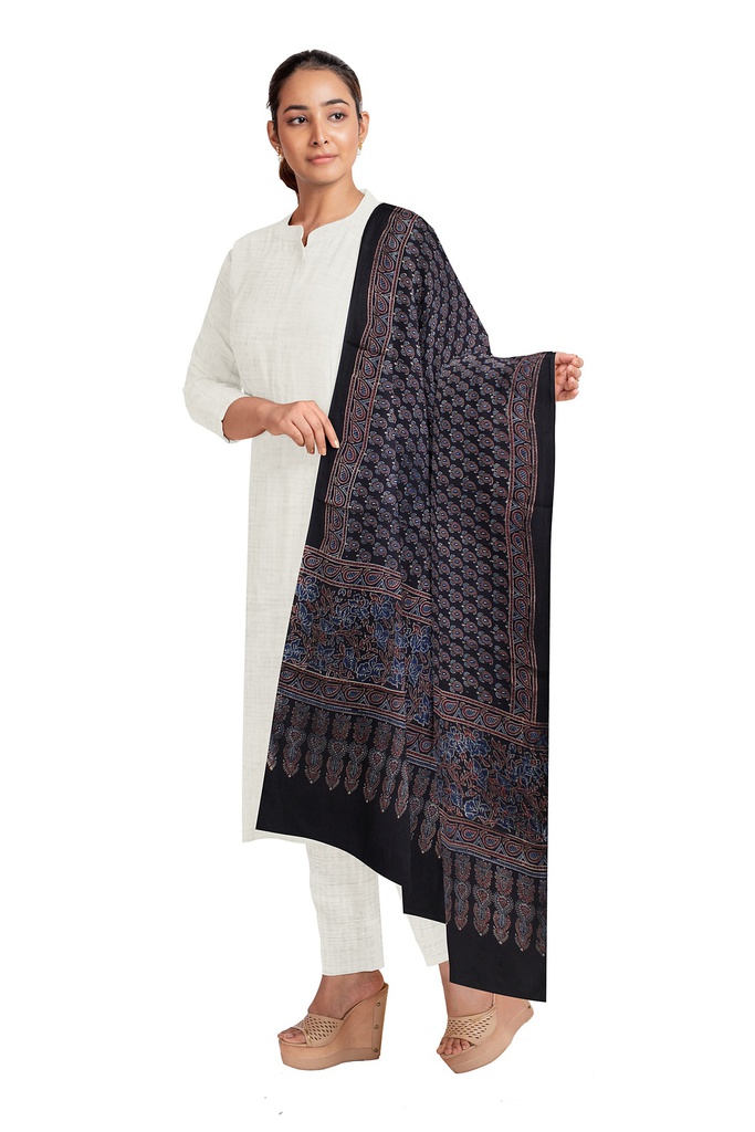 Ajrakh Hand Block Print Modal Silk Dupatta