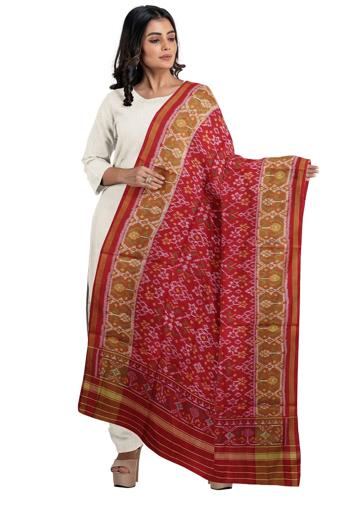 Handloom Single Ikat Patola Silk Dupatta