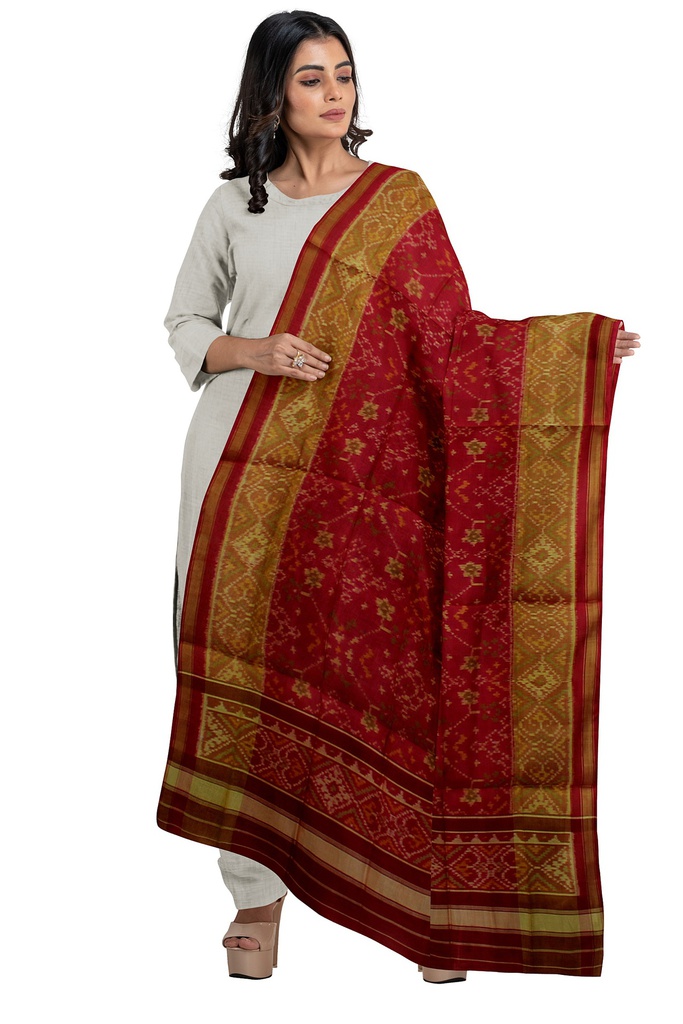 Handloom Single Ikat Patola Silk Dupatta