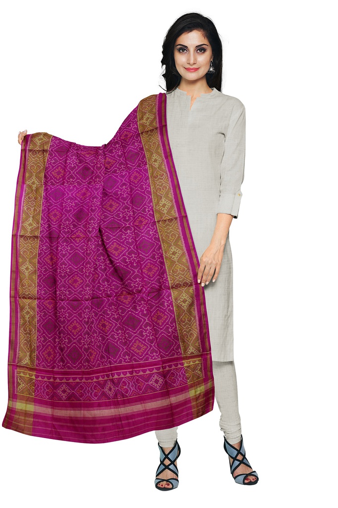 Handloom Single Ikat Patola Silk Dupatta