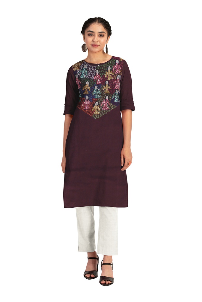 Handcrafted Applique Work Cotton Kurti Material