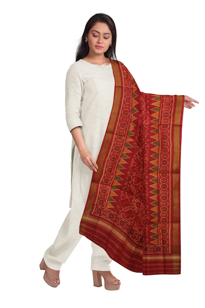Handloom Single Ikat Patola Silk Dupatta