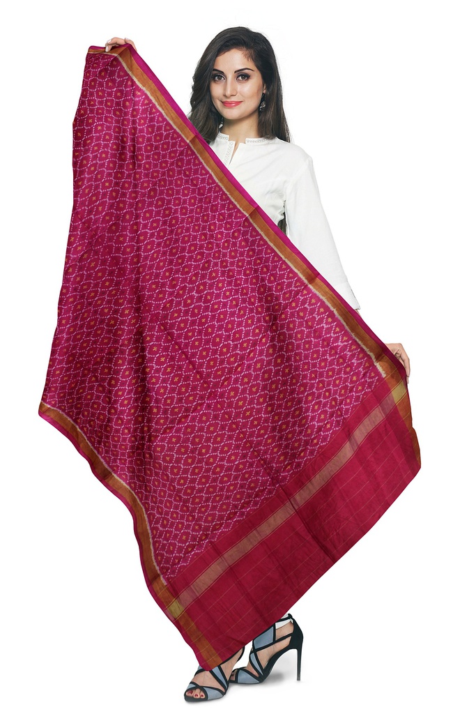Handloom Single Ikat Patola Silk Dupatta