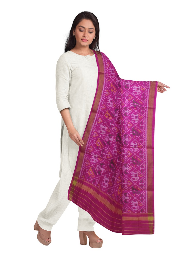 Handloom Single Ikat Patola Silk Dupatta