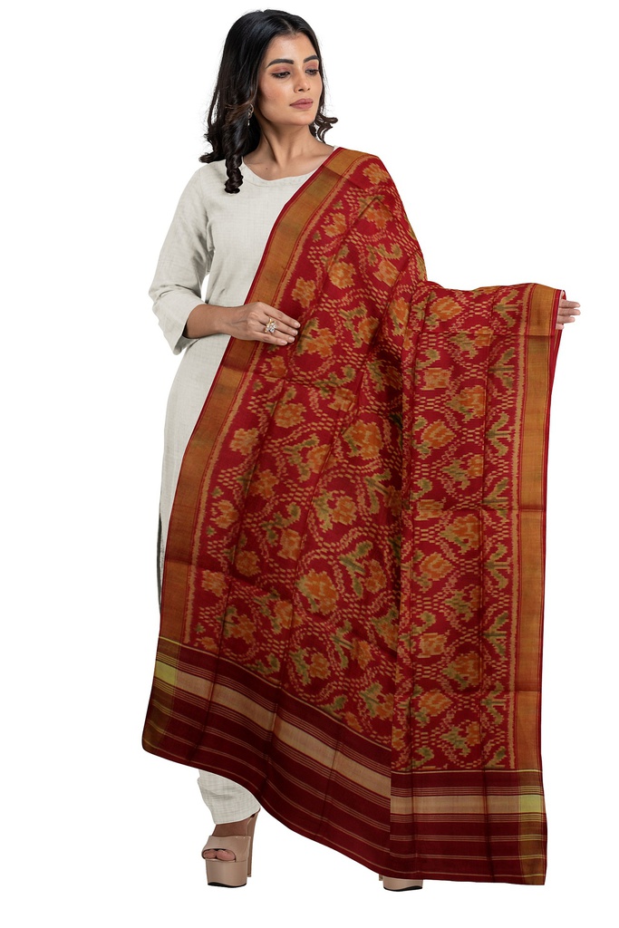 Handloom Single Ikat Patola Silk Dupatta