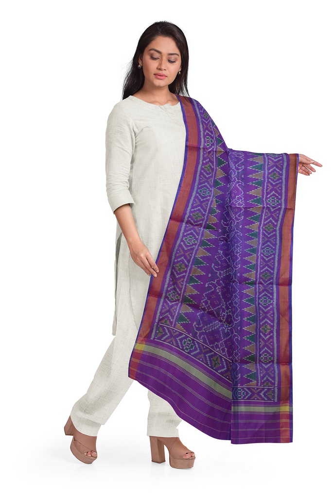 Handloom Single Ikat Patola Silk Dupatta
