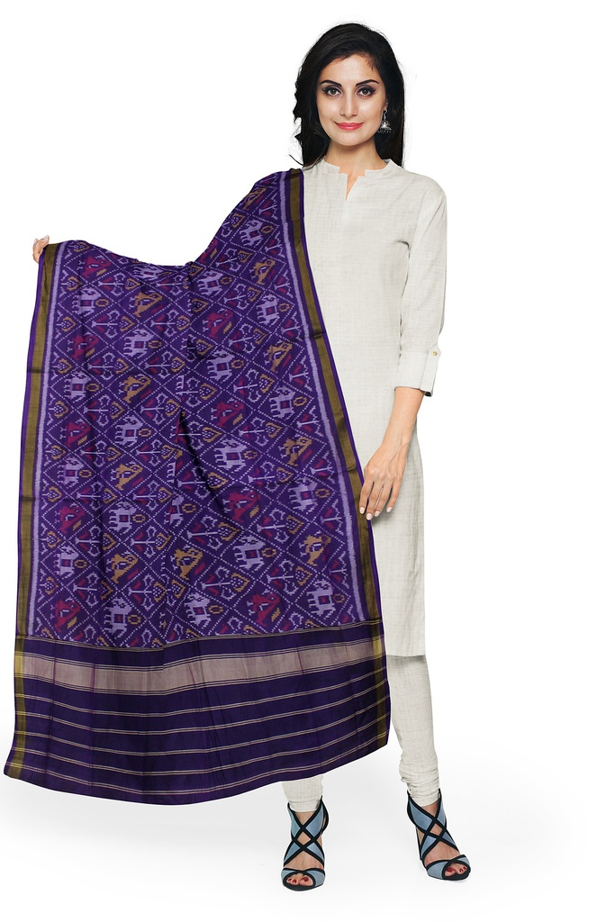 Handloom Single Ikat Patola Silk Dupatta