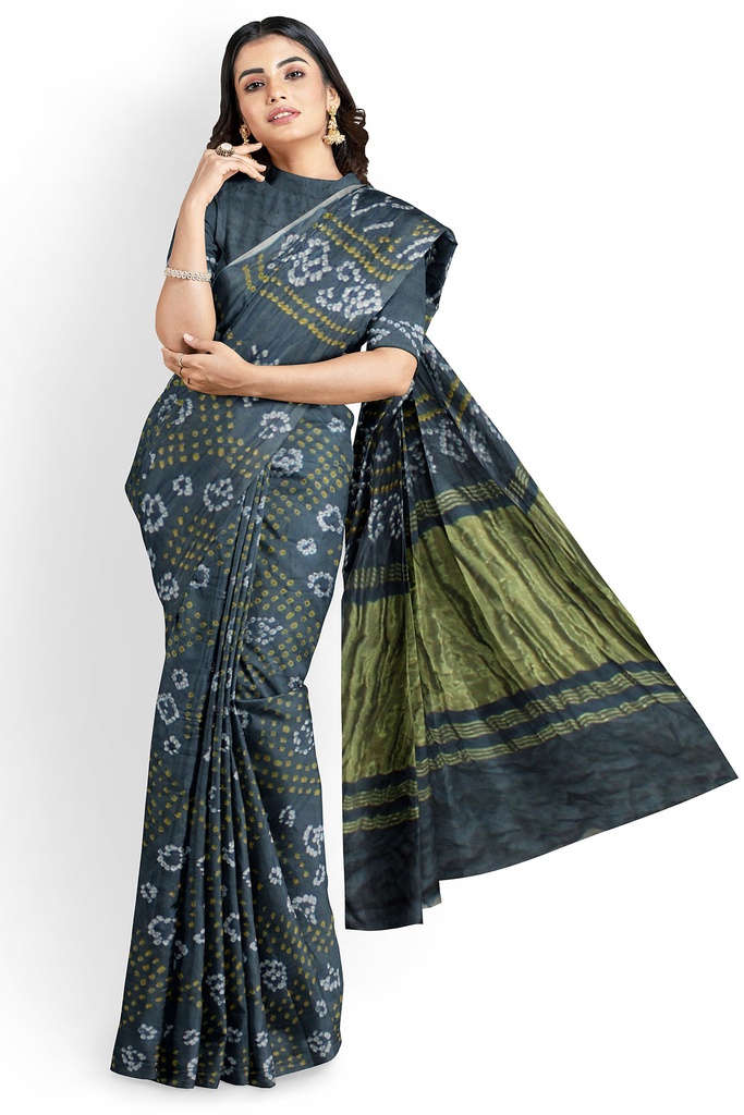 Hand Dyed Gaji Silk Bandhani Saree