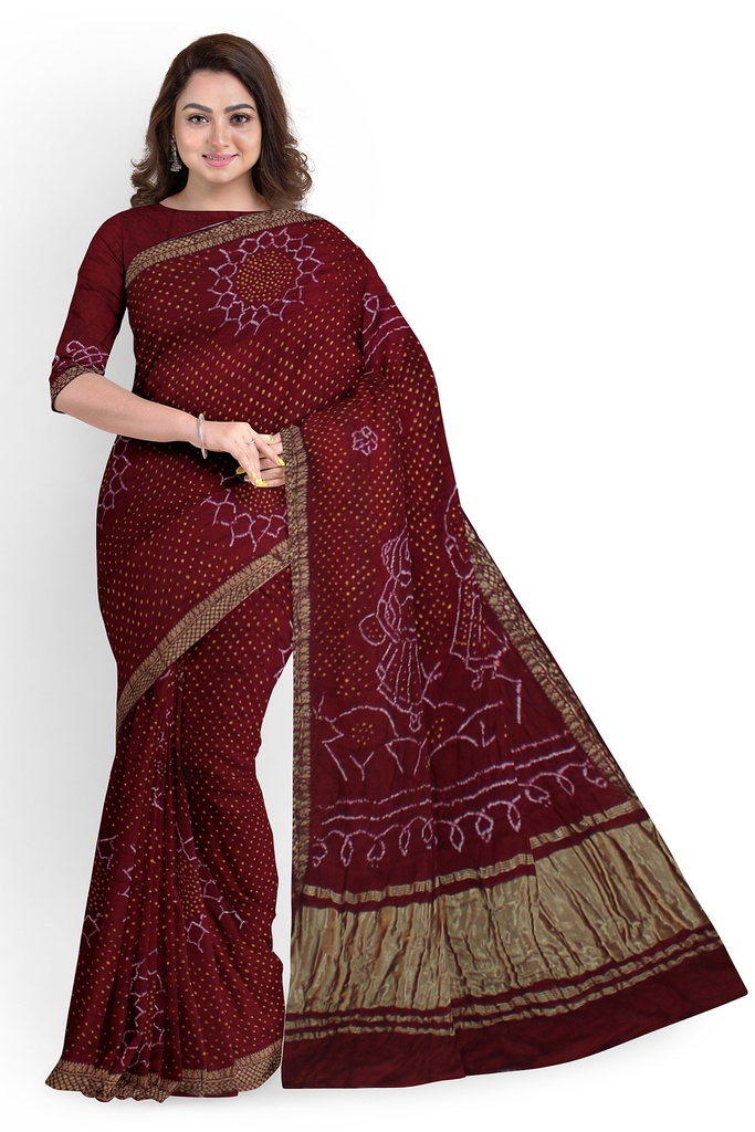 Hand Dyed Gaji Silk Bandhani Saree