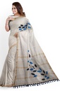 Handstitched Applique Chanderi Silk Leaf Design Saree