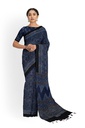 Modal Silk Ajrakh Hand Block Print Saree