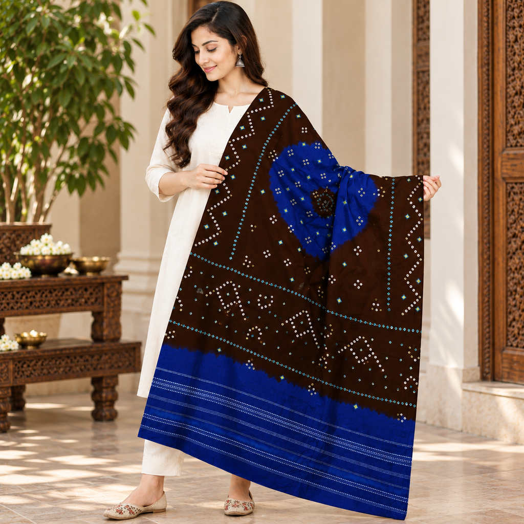 Handcrafted Bandhani Woolen Shawl