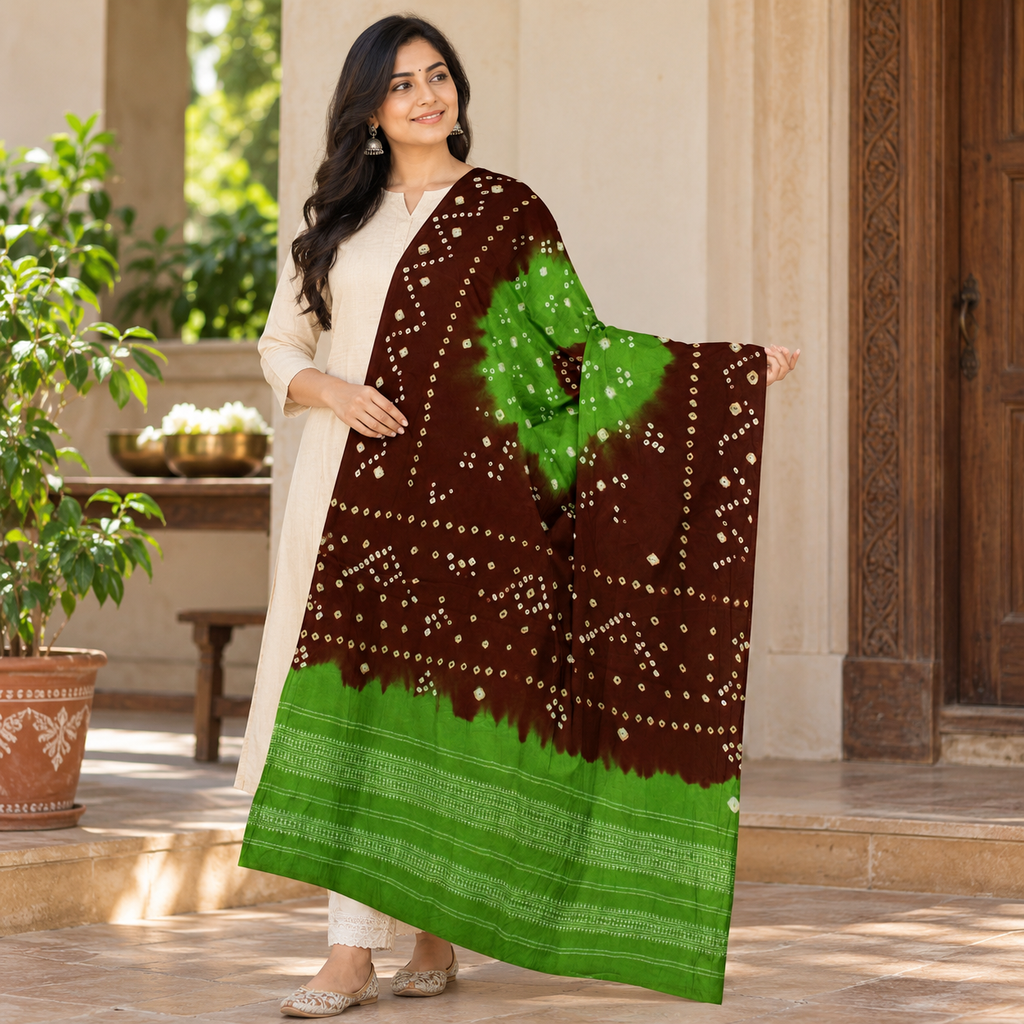 Handcrafted Bandhani Woolen Shawl